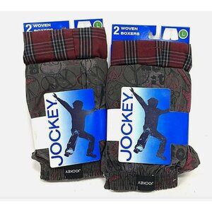 2 PACKS of JOCKEY Boys Classic Woven Boxer Shorts Size L 28”-30” Waist New